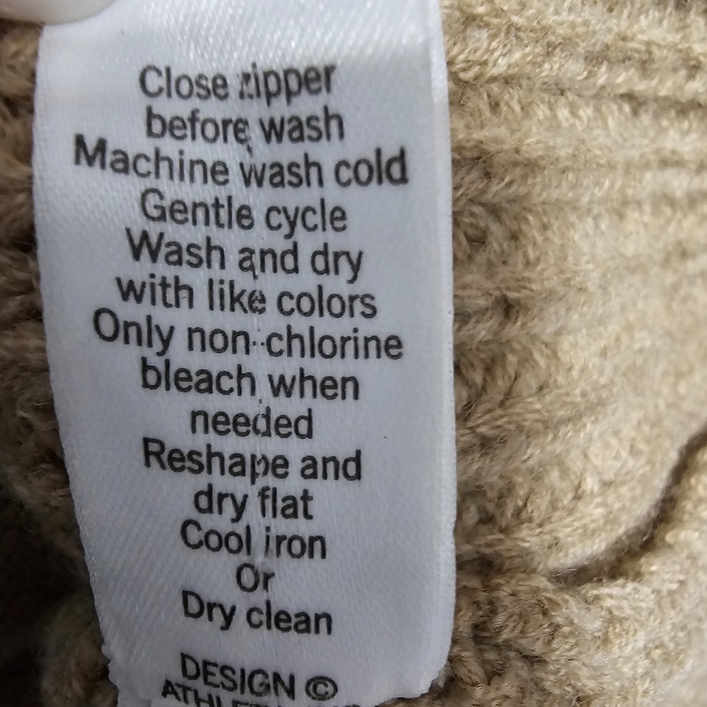 Athleta Stowe Moto Zip Merino Wool Asymetrical Beige Knit Cardigan Sweater Sz S - Picture 7 of 7